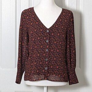 MADEWELL Women's Buttoned Top Blouse  Size 4  Multi Floral Print  NWOT
